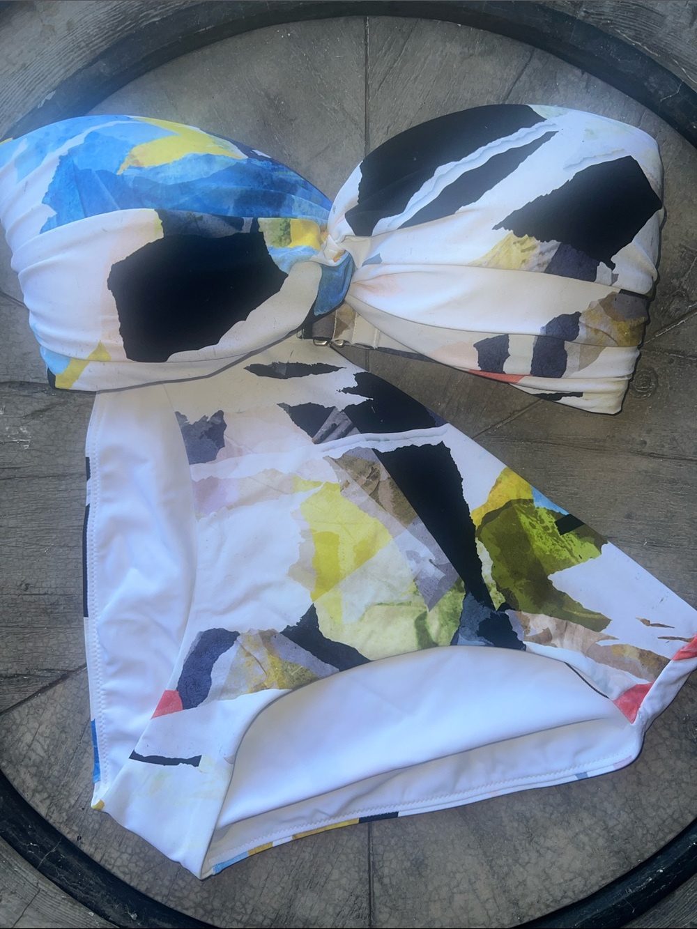 Calia Abstract Multi-Color Bandeau Bikini Set medium C1 - Picture 2 of 10